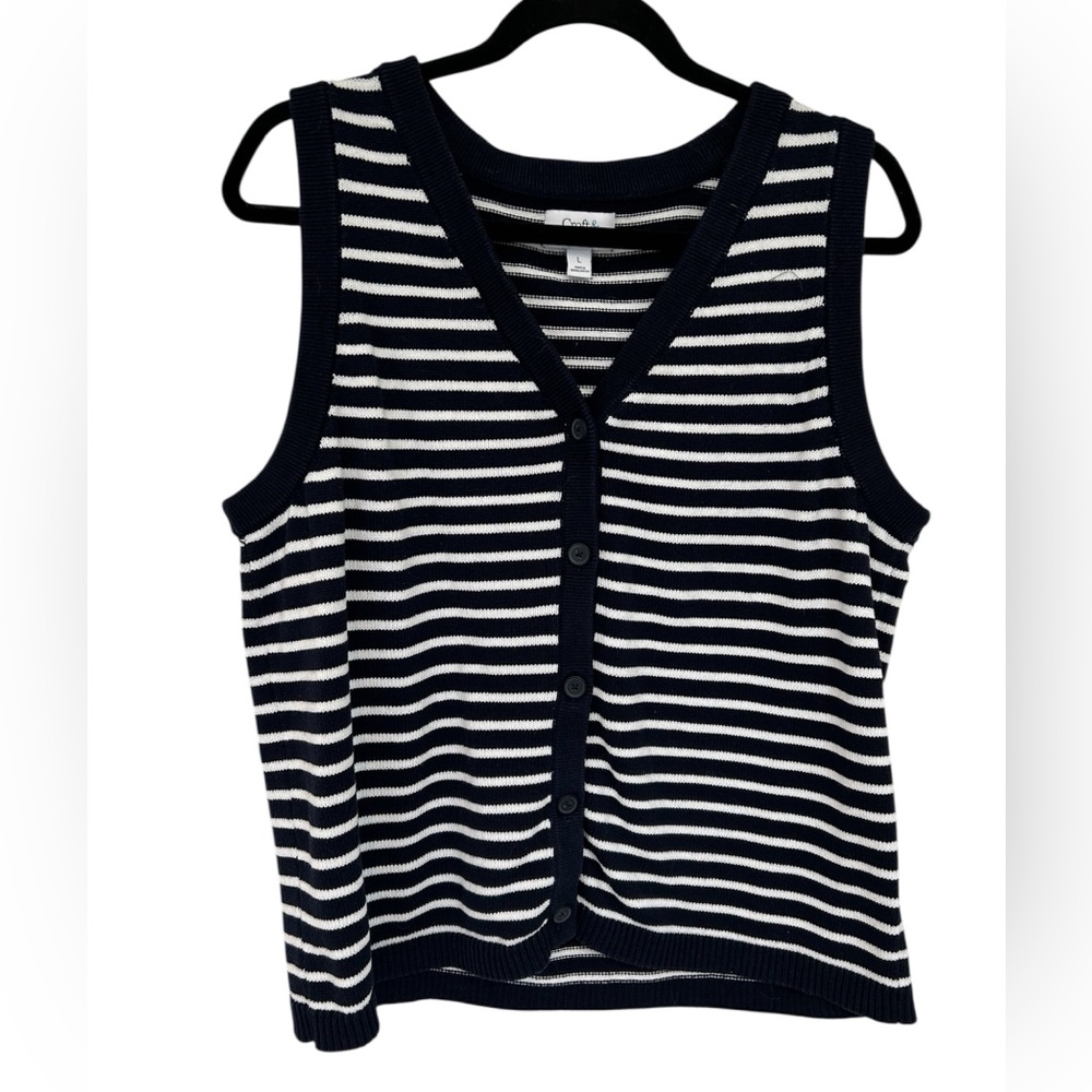 Navy and White Knit Vest